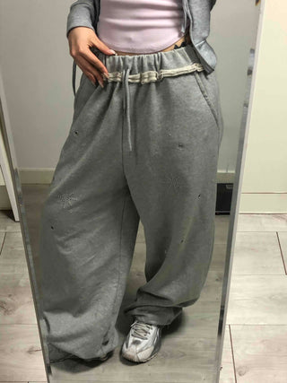 Comfortable Loose Fit Elastic Waist Wide Jogger Pants