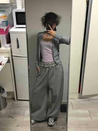 Comfortable Loose Fit Elastic Waist Wide Jogger Pants