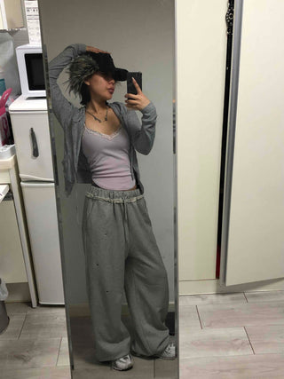 Comfortable Loose Fit Elastic Waist Wide Jogger Pants