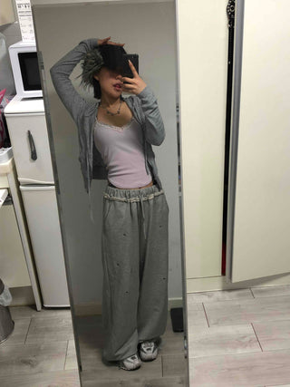 Comfortable Loose Fit Elastic Waist Wide Jogger Pants