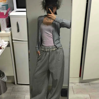 Comfortable Loose Fit Elastic Waist Wide Jogger Pants
