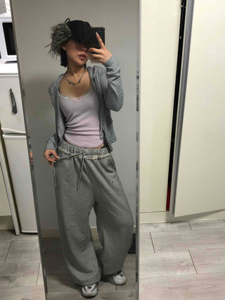 Comfortable Loose Fit Elastic Waist Wide Jogger Pants