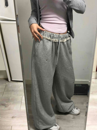 Comfortable Loose Fit Elastic Waist Wide Jogger Pants