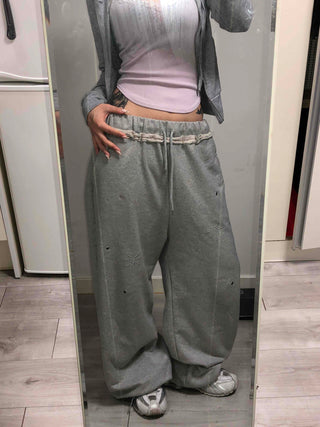 Comfortable Loose Fit Elastic Waist Wide Jogger Pants