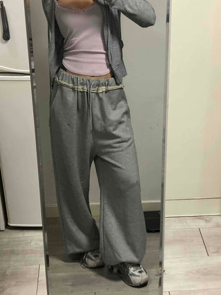 Comfortable Loose Fit Elastic Waist Wide Jogger Pants