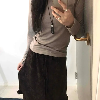 Slim Fit Round Neck Basic Long Sleeve T-shirt