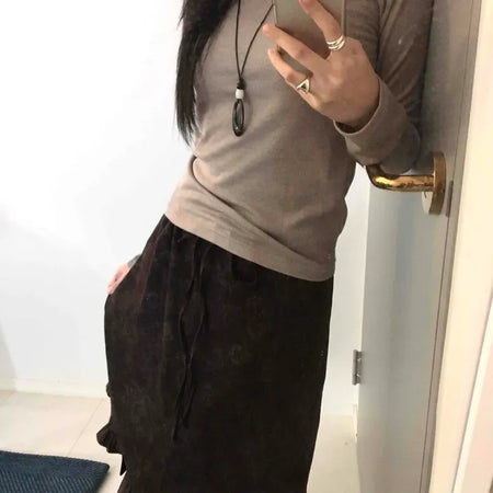 Daily Shirred Banding Tiered Flare Midi Skirt