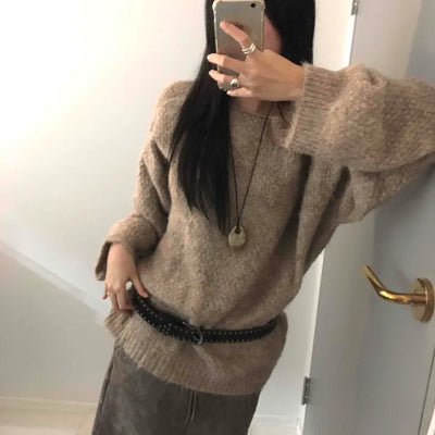 Cozy Hooded Balloon Loose Fit Knit
