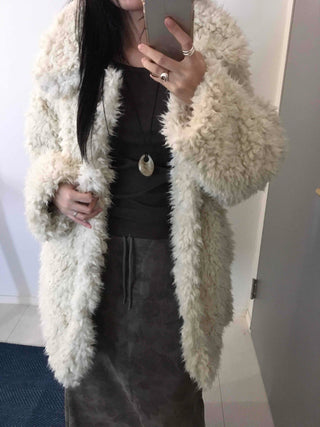 Luxury Sherpa Boa Short Collarless Coat