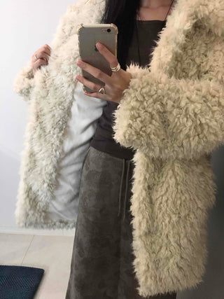 Luxury Sherpa Boa Short Collarless Coat