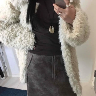 Luxury Sherpa Boa Short Collarless Coat