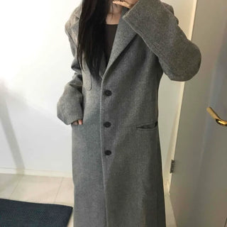 Classic Wide Collar Single Button Oversized Long Coat