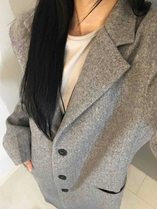 Classic Wide Collar Single Button Oversized Long Coat