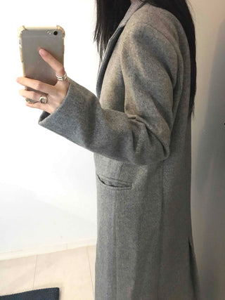 Classic Wide Collar Single Button Oversized Long Coat