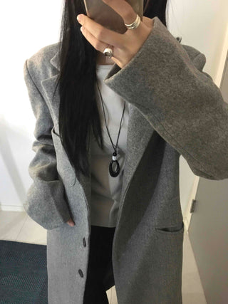Classic Wide Collar Single Button Oversized Long Coat