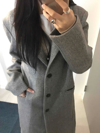 Classic Wide Collar Single Button Oversized Long Coat