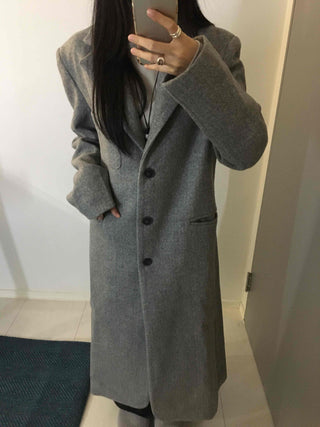 Classic Wide Collar Single Button Oversized Long Coat