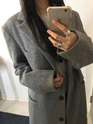 Classic Wide Collar Single Button Oversized Long Coat