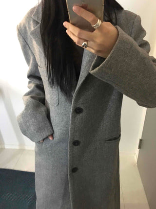 Classic Wide Collar Single Button Oversized Long Coat
