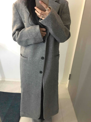 Classic Wide Collar Single Button Oversized Long Coat
