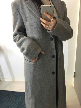 Classic Wide Collar Single Button Oversized Long Coat