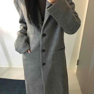 Classic Wide Collar Single Button Oversized Long Coat