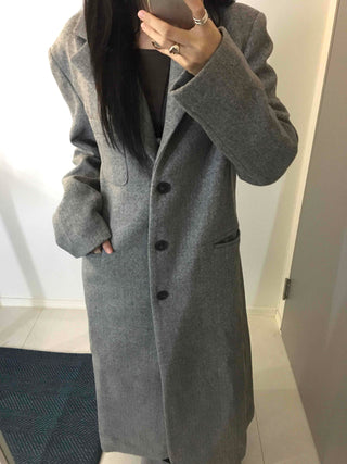 Classic Wide Collar Single Button Oversized Long Coat
