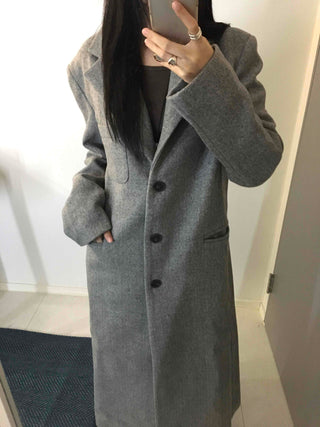 Classic Wide Collar Single Button Oversized Long Coat