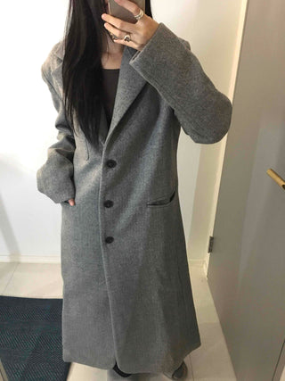 Classic Wide Collar Single Button Oversized Long Coat