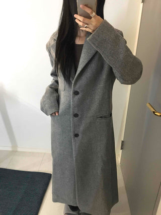 Classic Wide Collar Single Button Oversized Long Coat