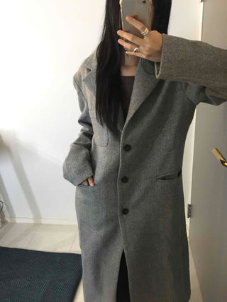 Classic Wide Collar Single Button Oversized Long Coat
