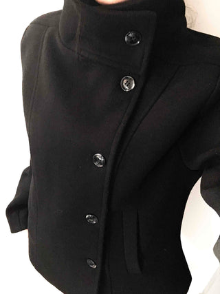 Standing collar belt set cropped peacoat