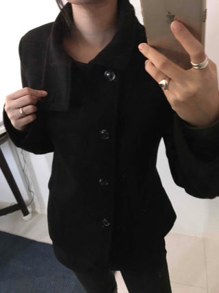 Standing collar belt set cropped peacoat