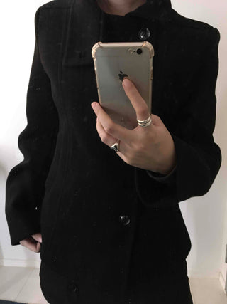 Standing collar belt set cropped peacoat