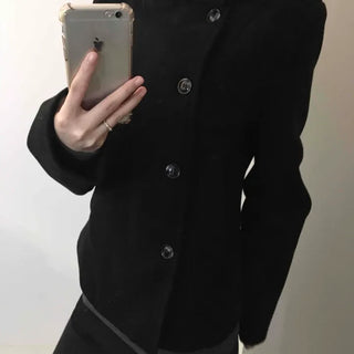Standing collar belt set cropped peacoat