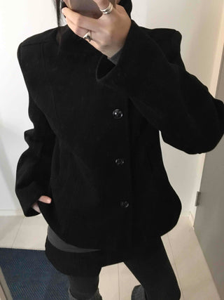 Standing collar belt set cropped peacoat
