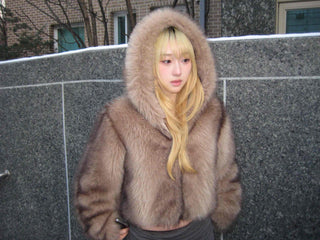 Wild Bold Shoulder Layered Crop Fur Jacket