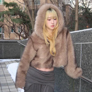 Wild Bold Shoulder Layered Crop Fur Jacket