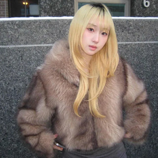 Wild Bold Shoulder Layered Crop Fur Jacket