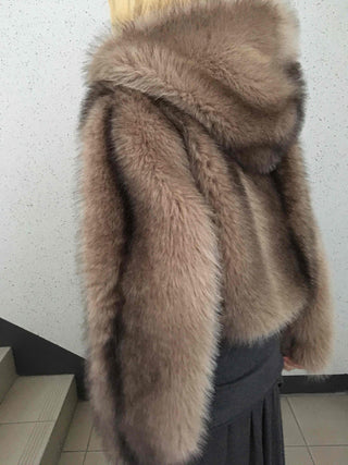 Wild Bold Shoulder Layered Crop Fur Jacket