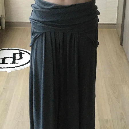 Draping Shirred Elastic Maxi Long Skirt