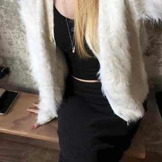 Fluffy Fuzzy Crop Open Angora Cardigan