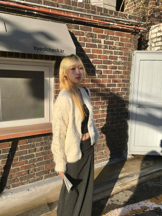 Fluffy Fuzzy Crop Open Angora Cardigan