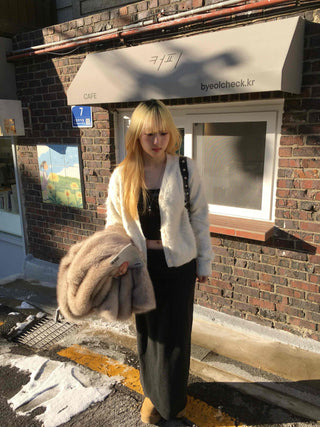 Fluffy Fuzzy Crop Open Angora Cardigan