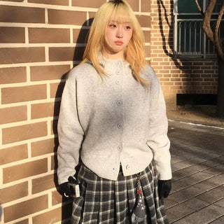 String Tape Point Zip-Up Crop Knit Cardigan