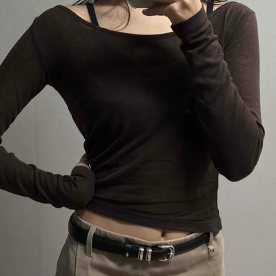 Everyday Square Neck Pigment Slim Fit Long Sleeve Tee