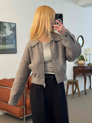 Big Collar Wool Blend Oversized Double Button Jacket