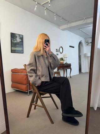 Big Collar Wool Blend Oversized Double Button Jacket
