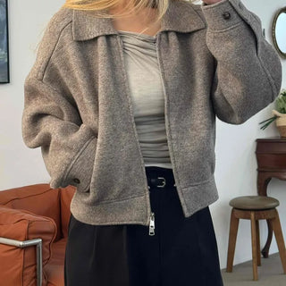 Big Collar Wool Blend Oversized Double Button Jacket