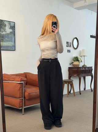 Wide Square Neck Shirred Bustier Long Sleeve T-shirt